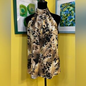 Cato Sequined Floral Button-Back Halter Top Size Large